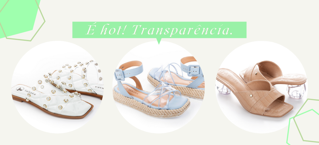 Sandálias Tanara com detalhes transparentes: trend de verão