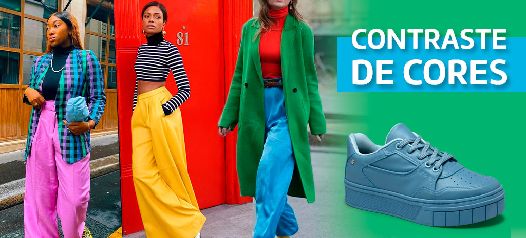 Crie um contraste de cores com o estilo mix & match, explorando roupas coloridas. (Fotos: divulgação)