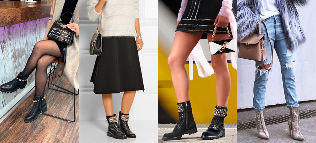 Botas com brilhos e pedrarias