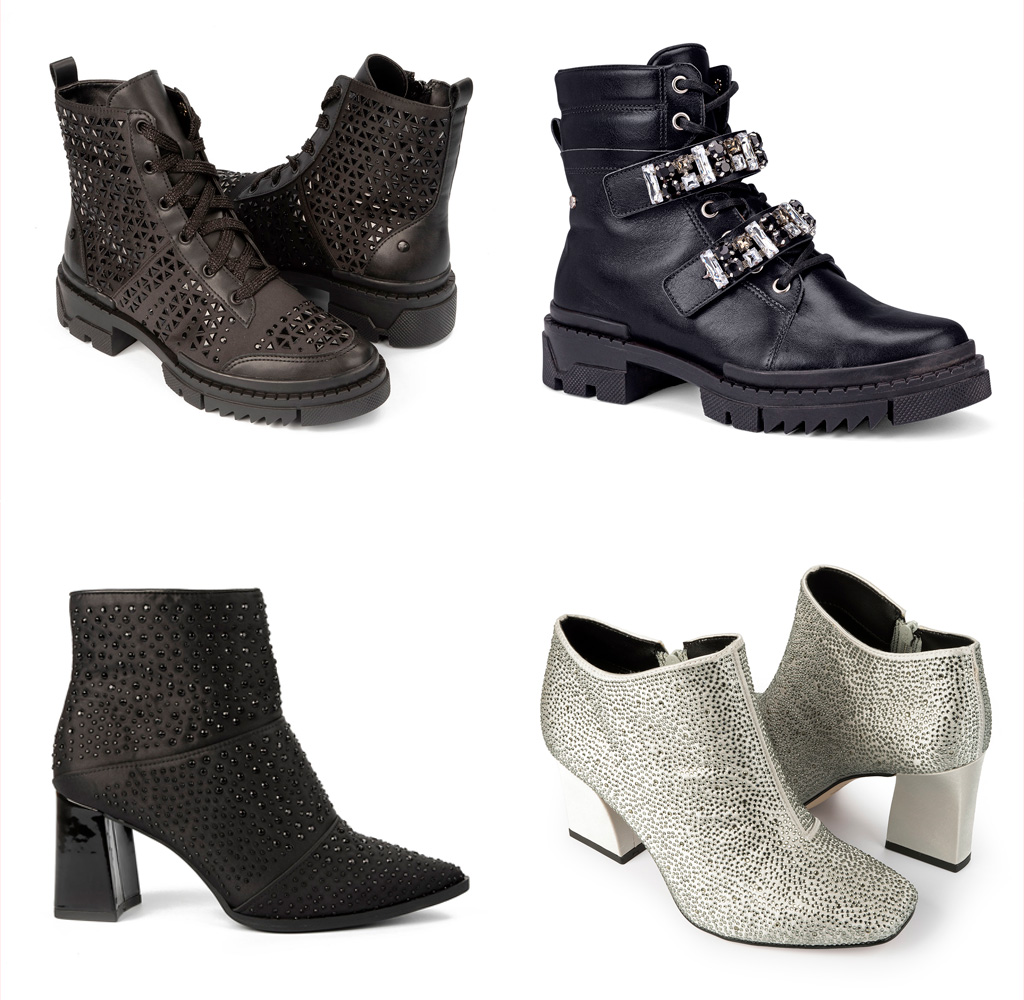 Botas Tanara ankel boots com brilhos e pedrarias