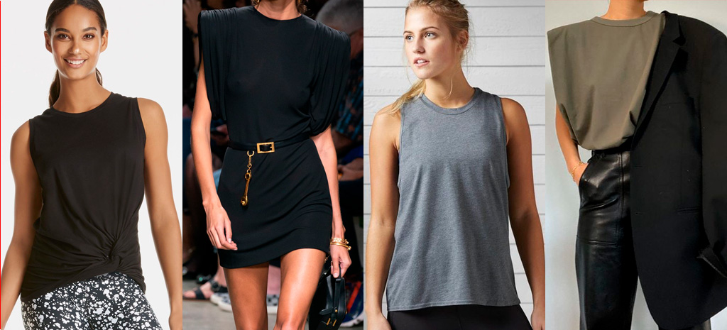 Regatas esportivas com ombreiras estilo anos 80