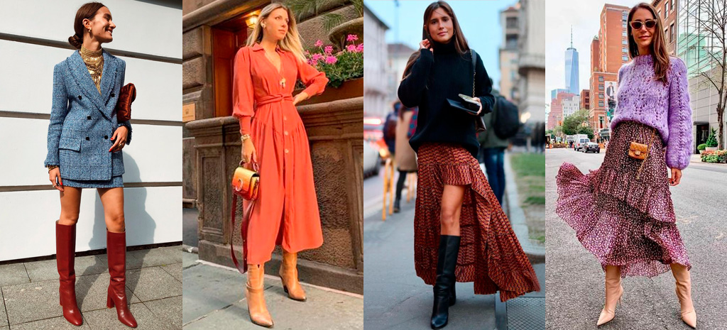 vestidos e saias com cano alto