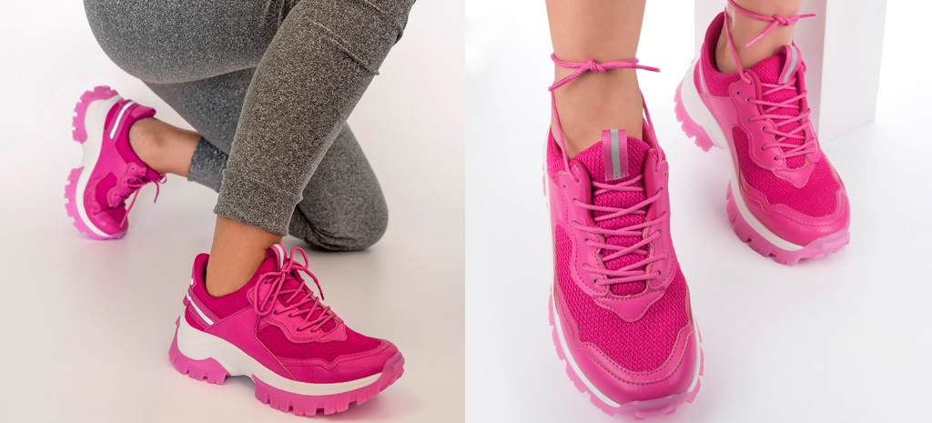 cores rosa tenis jogging tanara
