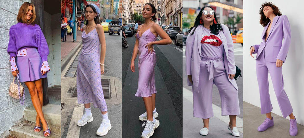 looks lavanda com informação de moda
