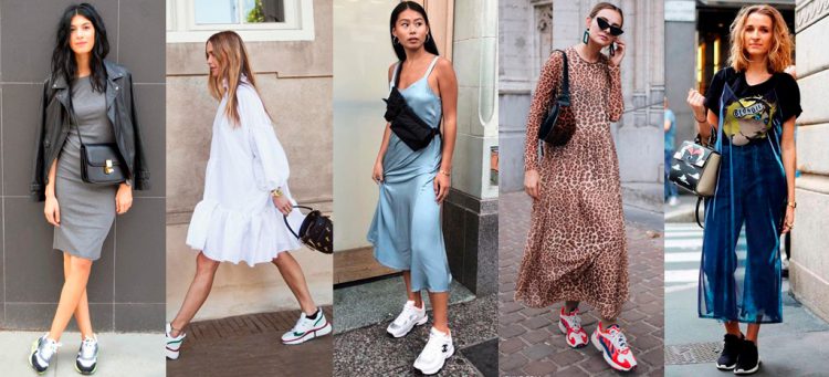 Tênis jogging com vestido