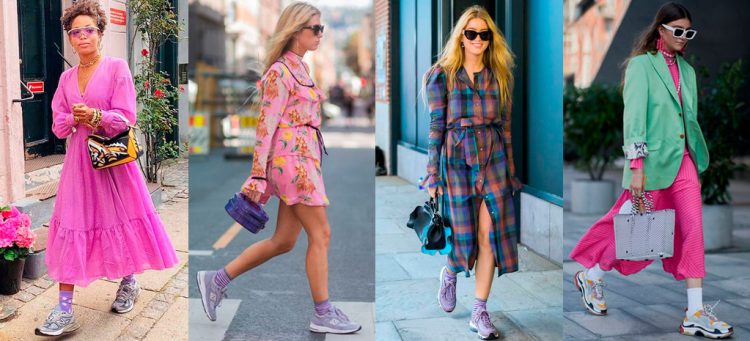 Look com tês jogging e meias aparentes