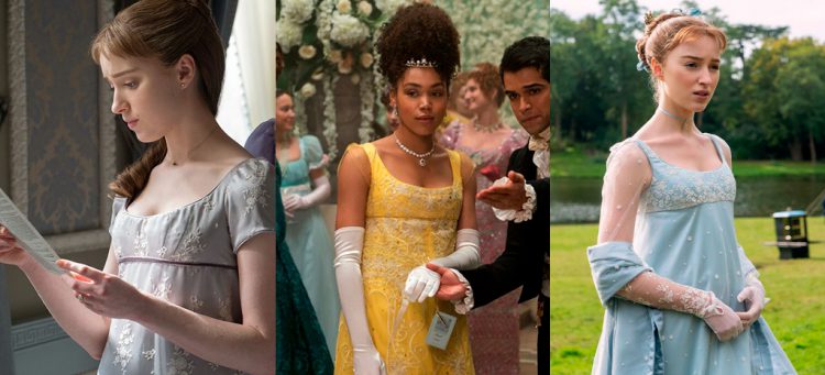 Vestidos de Bridgertons com bordados e seda