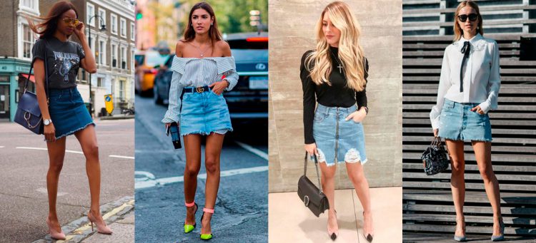 Glamour em look com saia jeans e scarpin