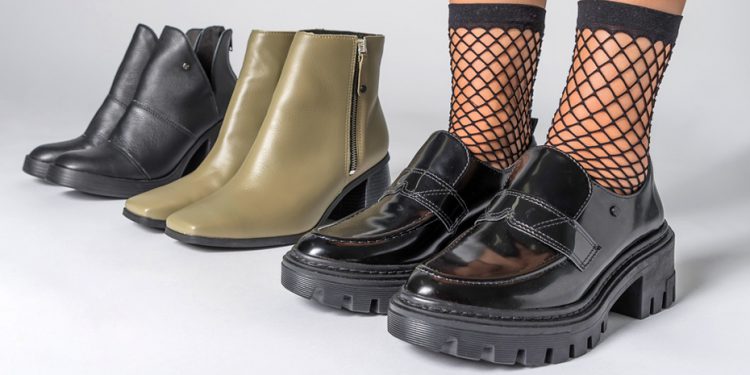 Botas e sapato Tanara com meia arrastão