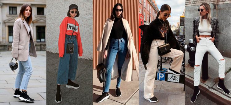 Looks com calça jeans e sock sneaker