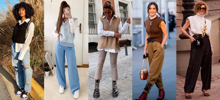 Looks com calças diferentes e coletes