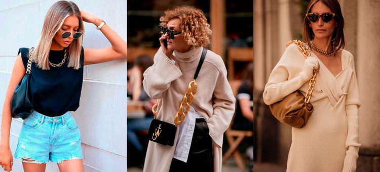 Bolsas com alça em correntes