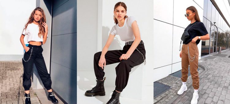 Correntes como detalhe na calça