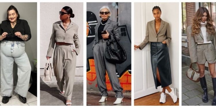 Blazer cropped em tons neutros