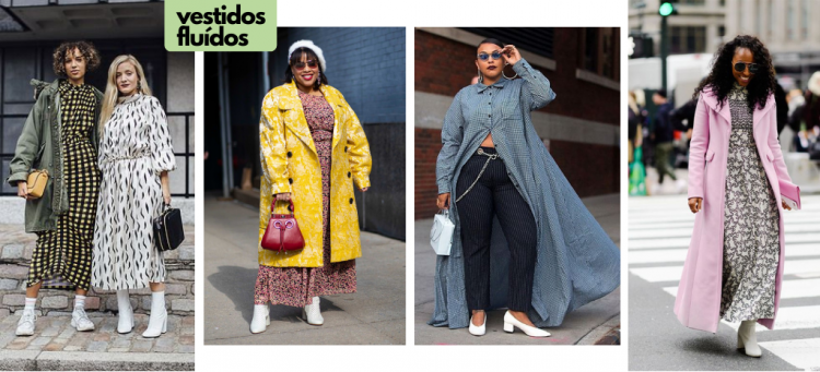 Truques de stilo com vestidos fluídos em looks de inverno