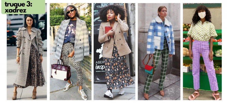 Como usar estampas misturadas com diferentes tipos de xadrez