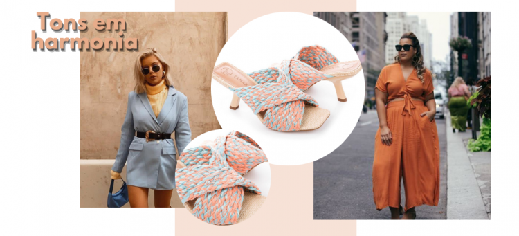 Sandálias rústica azul com laranja