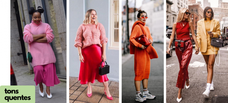 Looks tom sobre tom em cores quentes