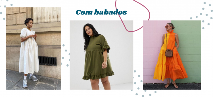 Vestidos com babados e modelagem folgada