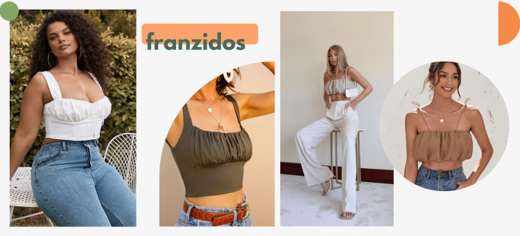 Tops delicados com franzido