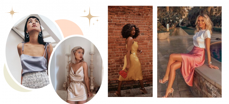 Looks com vestido de cetim com brilho sutil