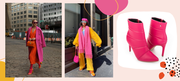 Misture cores quentes com o pink, como laranja e amarelo.