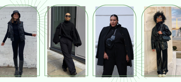 Mescle modelagens e texturas em um visual all black (Fotos: divulgação).