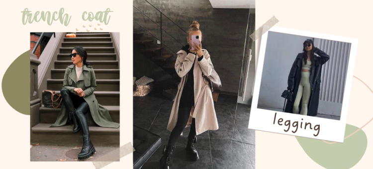 Look com trench coat + legging: prático e moderno. (Fotos: divulgação).