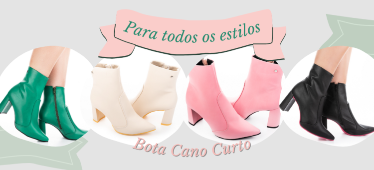 4 opções de cores para a bota de cano curto Tanara.