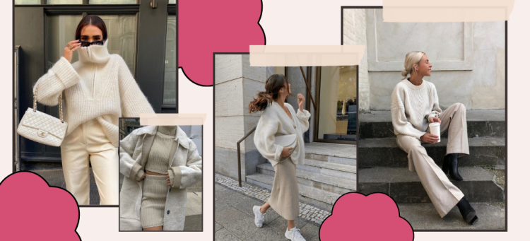 Looks monocromáticos com peças de tricot. (Fotos: divulgação).