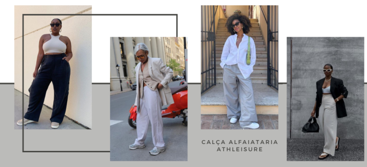 Atualizada e moderna definem a calça de alfaiataria athleisure. (Fotos: divulgação).