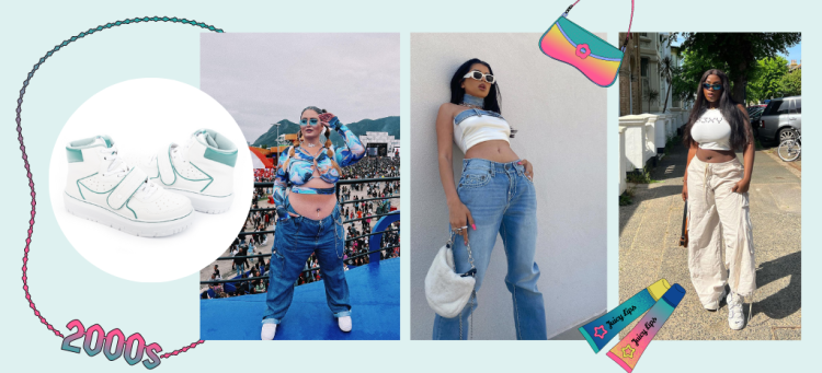 Ame ou odeie: a cintura baixa é tendência dos anos 2000 para o verão 23. (Fotos: divulgação)