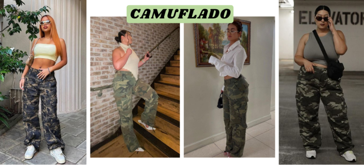 Calça cargo camuflada: a cara dos anos 2000. (Fotos: divulgação).