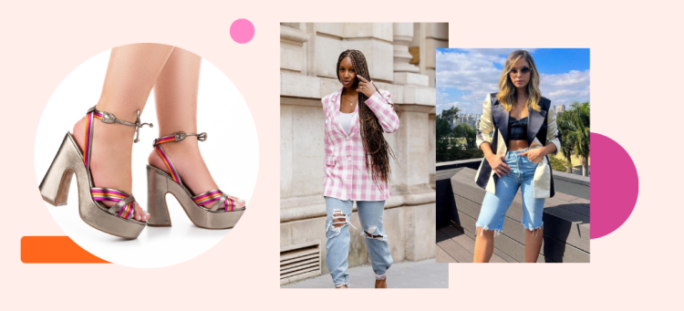 A sandália plataforma metalizada como destaque no visual. (Fotos: divulgação).