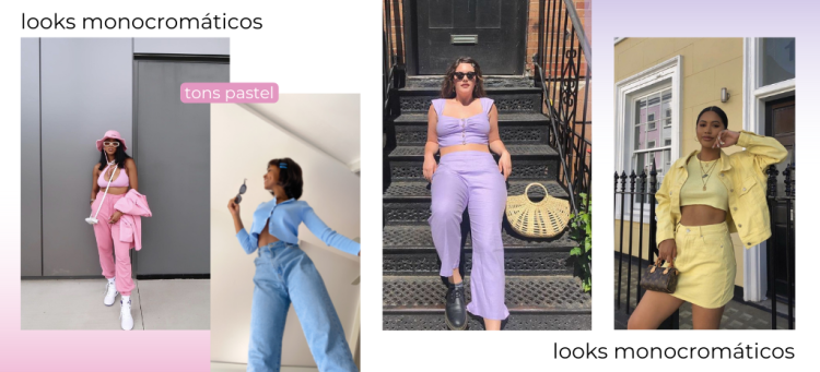 Monte looks monocromáticos com tons pastel! (Fotos: divulgação).