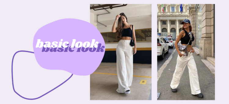 Look básico e estiloso: calça branca + cropped preto. (Fotos: divulgação)