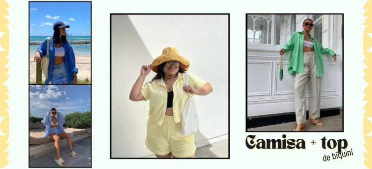 Versatilidade e estilo: use o combo camisa + top de biquíni! (Fotos: divulgação).