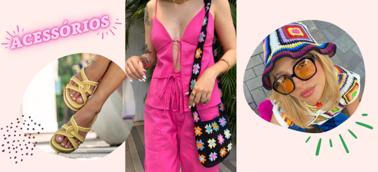 Combine os acessórios em crochê com a nossa sandália flatform. (Fotos: divulgação).