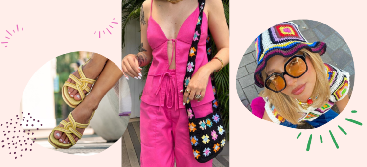 Combine os acessórios em crochê com a nossa sandália flatform. (Fotos: divulgação).