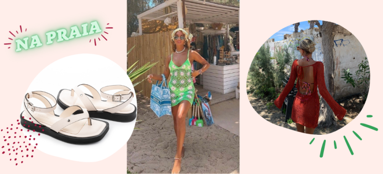 O crochê também entra no visual praiano com vestidos e saídas de praia! (Fotos: divulgação).