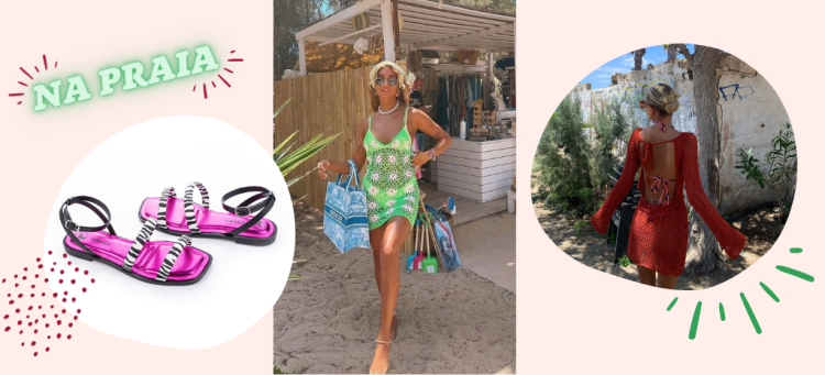 O crochê também entra no visual praiano com vestidos e saídas de praia! (Fotos: divulgação).