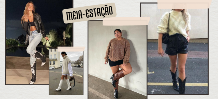 A bota western vai ser sua aposta certeira para 2023 em looks meia-estação! (Fotos: divulgação).