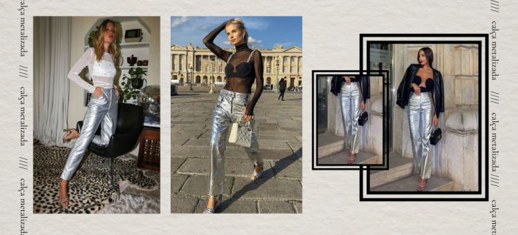 Torne a calça prata a peça curinga da produção.