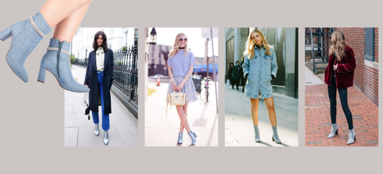 A bota com tira de strass é super tendência dos anos 2000, com jeans + brilhos