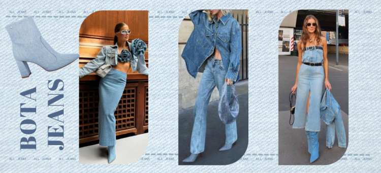 A bota jeans junto com o look all jeans é uma tendência que não vai embora tão cedo. (Foto: divulgação)