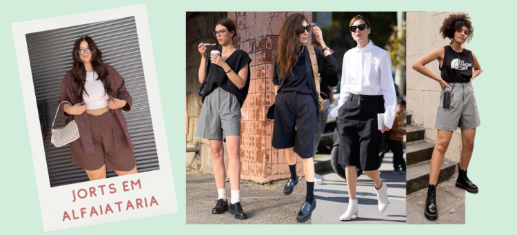 A casualidade dos jorts com alfaiataria também pode ir ao escritório. (Fotos: divulgação)