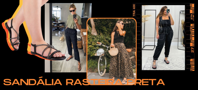 A sandália rasteira preta conquista qualquer fashionista. (foto: divulgação)