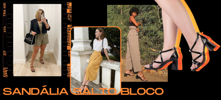 A sandália salto bloco une conforto e estilo. (foto: divulgação)