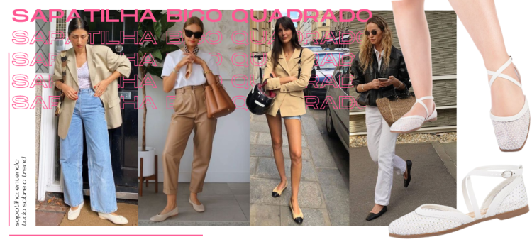 Sapatilha de bico quadrado traz um toque de nostalgia. (foto: divulgação)