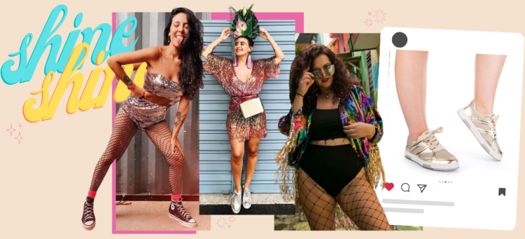 Looks com muito brilho, da cabeça aos pés. (fotos: divulgação)